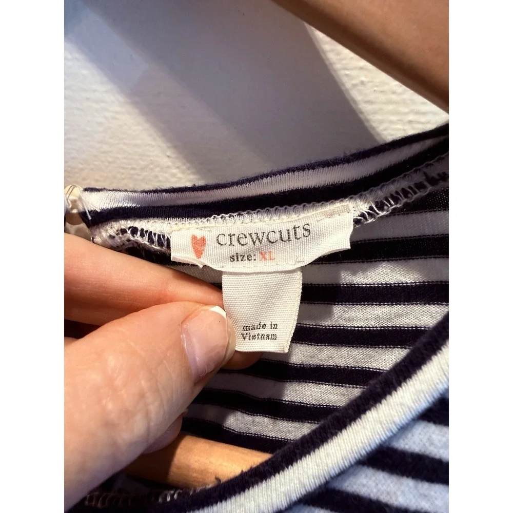 J. Crew crewcuts girls tiered casual sleeveless maxi dress, XL, navy & white